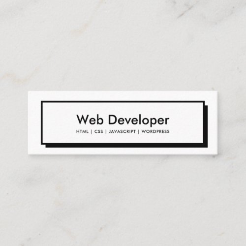 Web developer black website button minimal white mini business card