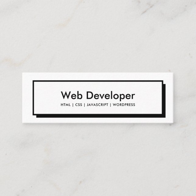 Web developer black website button minimal white mini business card (Front)