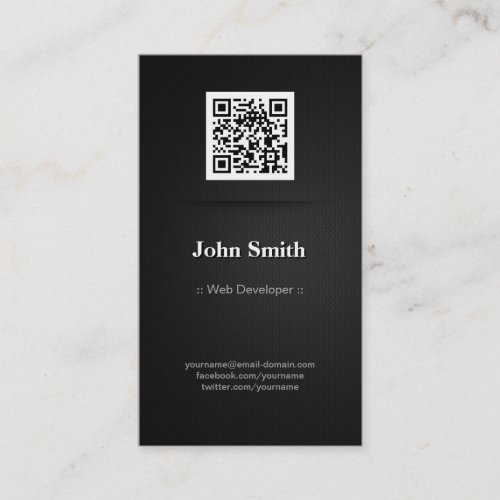 Web Developer _ Elegant Black QR Code Business Card