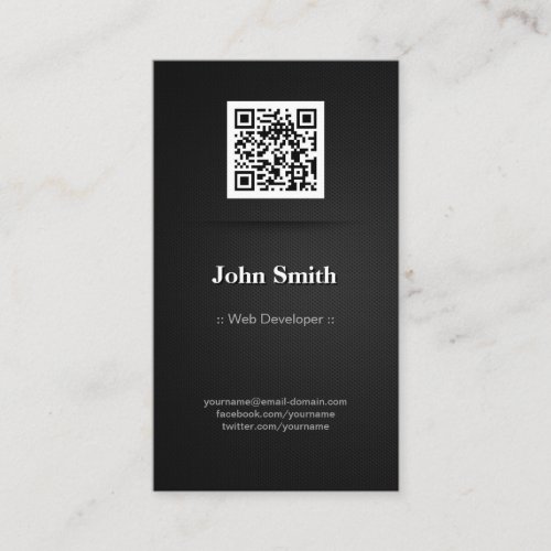 Web Developer - Elegant Black QR Code Business Card Templates