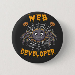 Web Developer Funny Spooky Halloween Spider Button