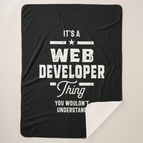 Web Developer Job Title Gift Sherpa Blanket