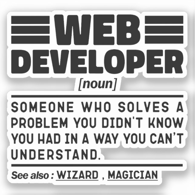 Web Developer Noun Cool Computer Programming Lover Sticker (Front)