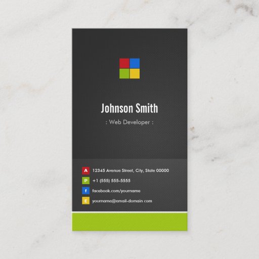Customizable Web Developer - Premium Creative Colorful Business Cards