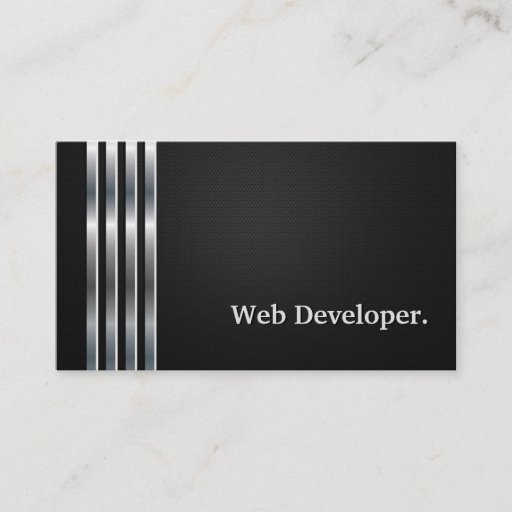 Customizable Web Developer Professional Black Silver Business Card Template