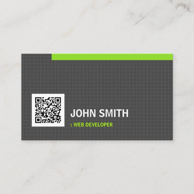 Web Developer- Simplicity Grid QR Code Business Card (Front)