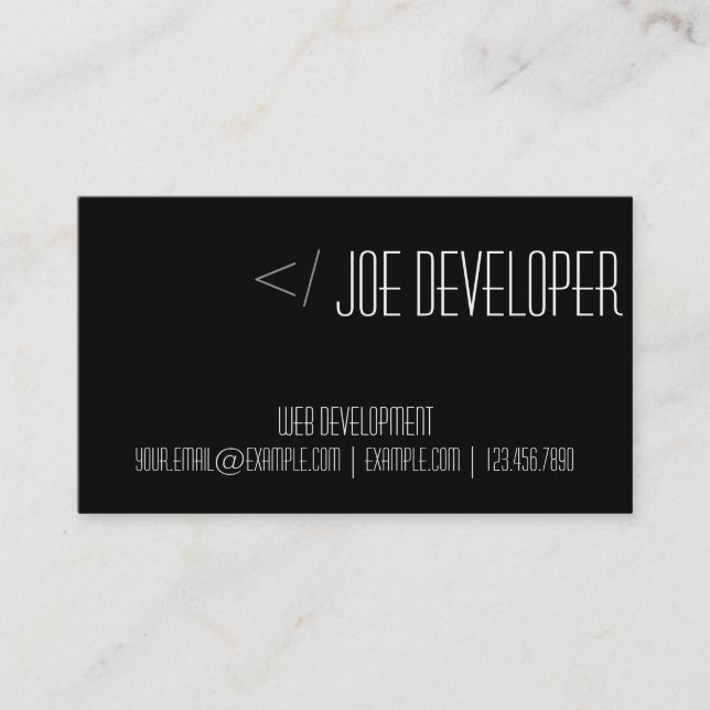 Web Developer's Business Card (Front)