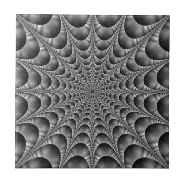 Web in Black and White Ceramic Tile (Front)