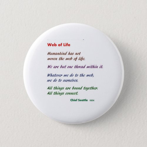 Web of Life  Native American Wisdom Pinback Button