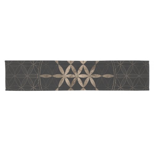 Web of Wyrd in Flower of life Black and Gold Short Table Runner