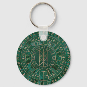 Web of Wyrd - Malachite, Leather and Gold Keychain