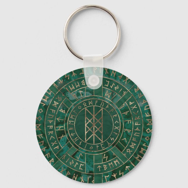 Web of Wyrd - Malachite, Leather and Gold Keychain (Front)