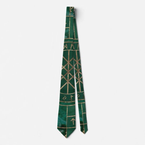 Web of Wyrd _ Malachite Leather and Gold Neck Tie
