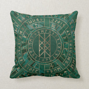 Web of Wyrd - Malachite, Leather and Gold Throw Pillow