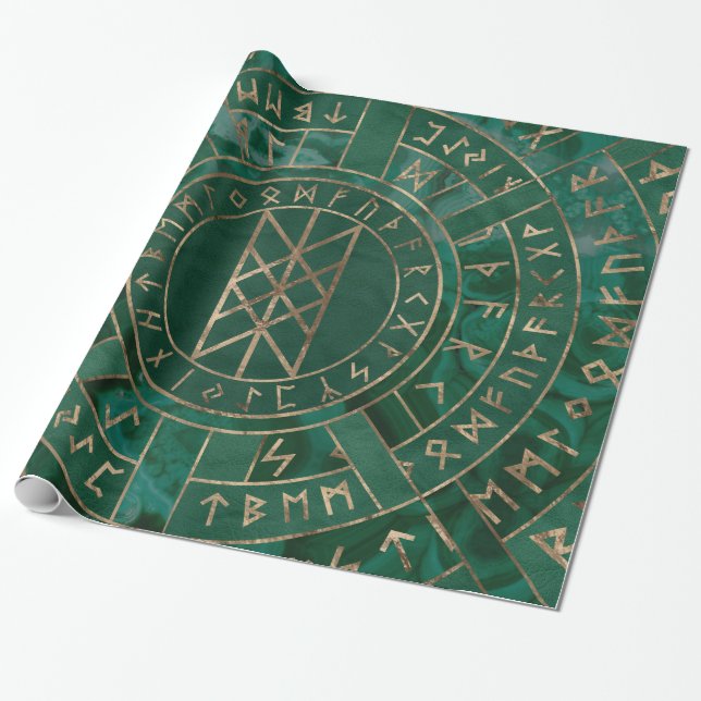 Web of Wyrd - Malachite, Leather and Gold Wrapping Paper (Unrolled)