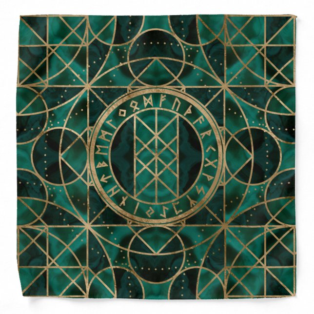 Web of Wyrd The Matrix of Fate - Gold Malachite Bandana (Front)
