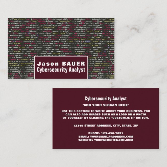 Web Script, Information Technology, Computer Business Card (Front/Back)
