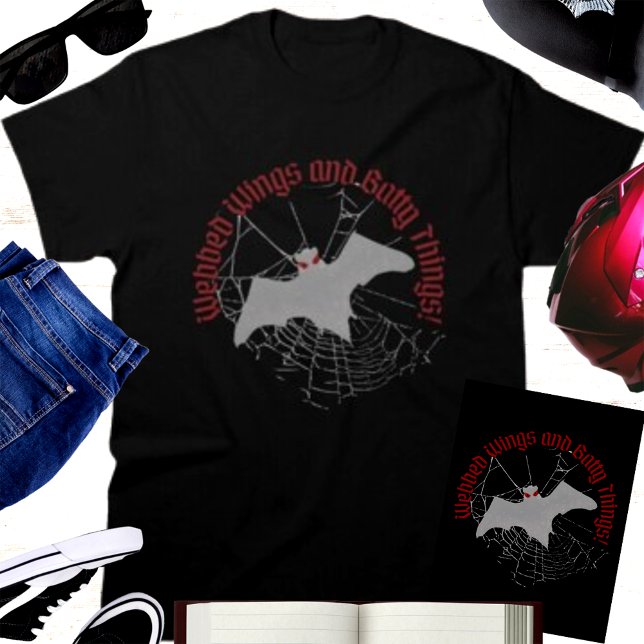 Webbed Wings & Batty Things Halloween Vampire Bat  T-Shirt (Creator Uploaded)