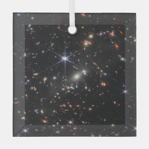 Webbs First Deep Field View of the Universe  Glass Ornament