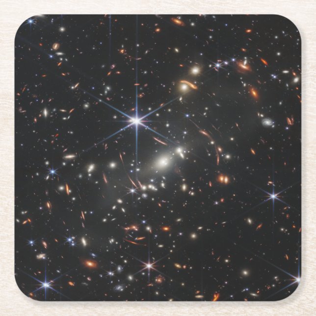 Webb's First Deep Field View of the Universe  Square Paper Coaster (Front)