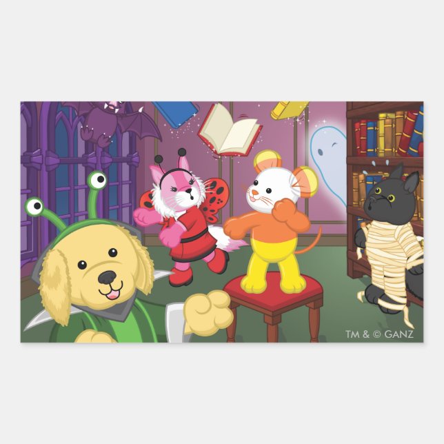 Webkinz Halloween Reading Room Rectangular Sticker (Front)