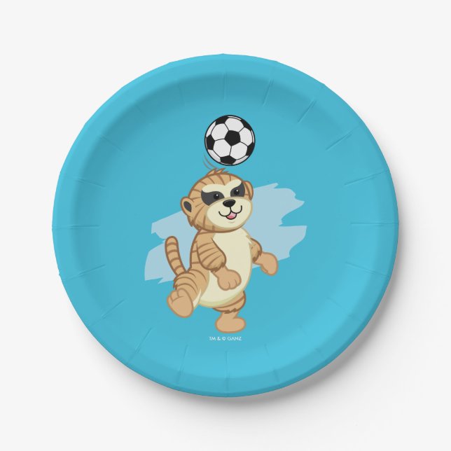 Webkinz | Meerkat Playing Soccer Paper Plates (Front)