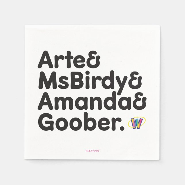 Webkinz Names Design Napkins (Front)