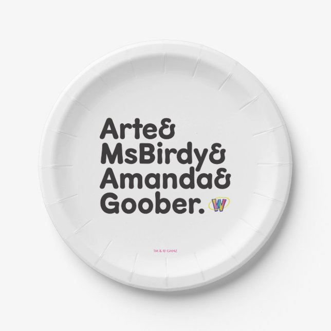 Webkinz Names Design Paper Plates (Front)