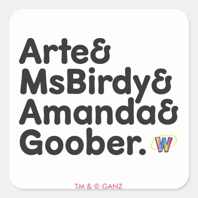 Webkinz Names Design Square Sticker (Front)