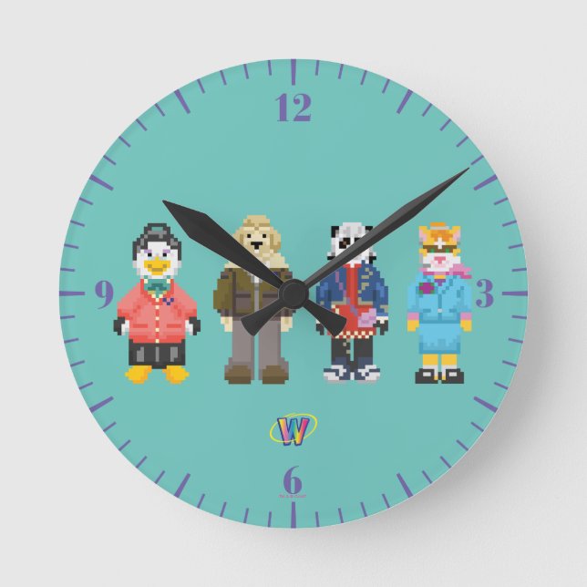 Webkinz Pixel Hosts Round Clock (Front)