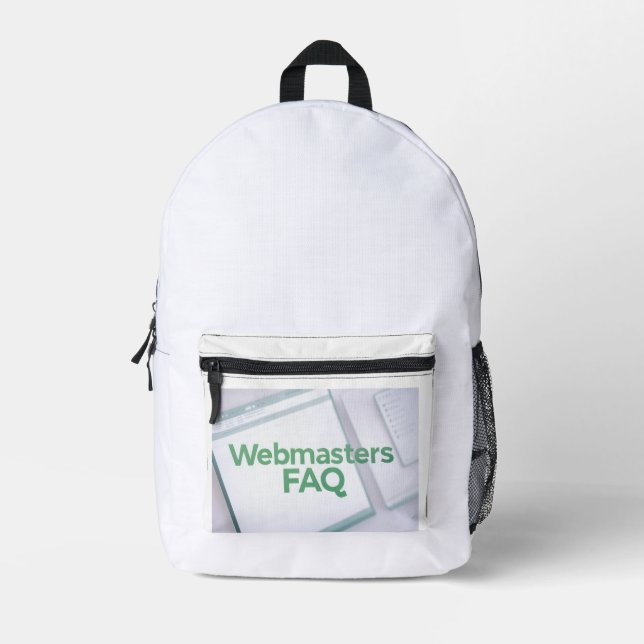 Webmasters FAQ Printed Backpack (Front)