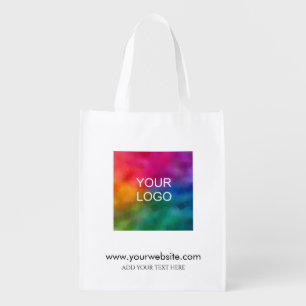 Website Add Company Logo Text Template Custom Grocery Bag