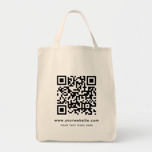 Website Address QR Code Upload Your Logo Grocery Tote Bag
