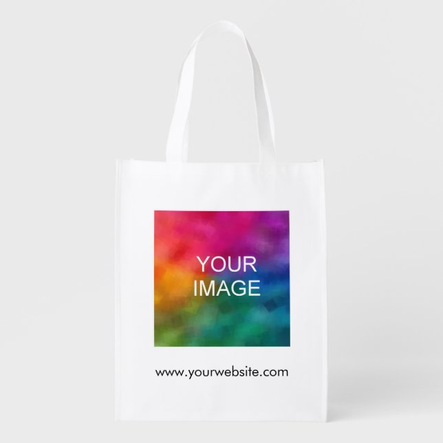 Website Address Template Upload Add Image Logo Grocery Bag (Front)