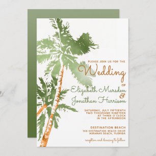 Website Beach Wedding Tropical Copper Palm Trees Invitation