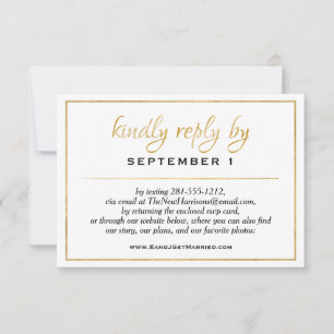 Website Elegant Gold Script Wedding/Reception RSVP Card
