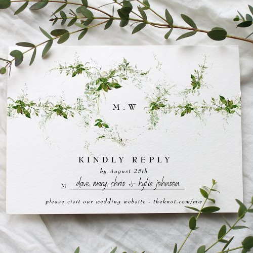 Website  Eucalyptus Monogram Wedding RSVP Card
