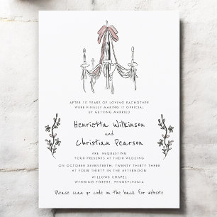 website Hand Drawn Chandelier Bow Wedding  Invitation