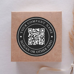 Website Link QR Code Minimal Business Name Black Classic Round Sticker