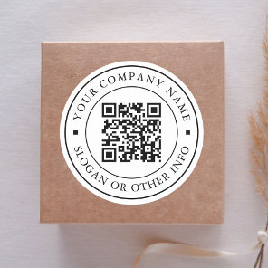 Website Link QR Code Minimal Business Name Classic Round Sticker