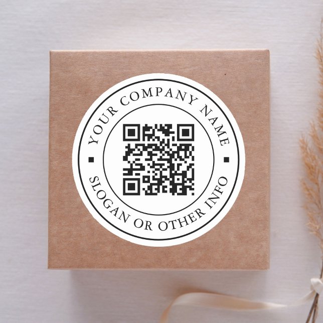 Website Link QR Code Minimal Business Name Classic Round Sticker (Creator Uploaded)