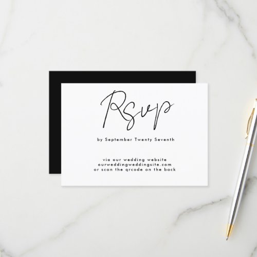 Website QR CODE BACK Simple Modern Custom Names RSVP Card