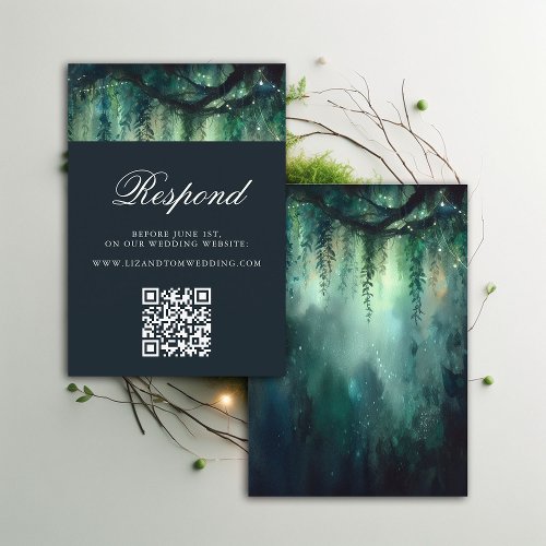 Website QR Code Enchanted Garden Wedding RSVP Enclosure Card