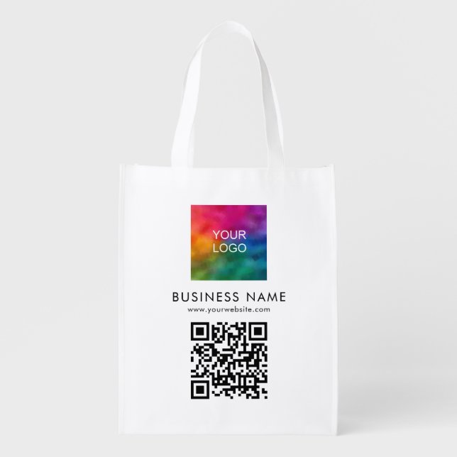 Website QR Code Logo Here Double Sided Shopping Grocery Bag (Front)