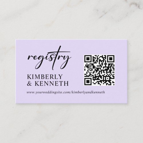 Website QR code Registry Purple Lavender Wedding Enclosure Card