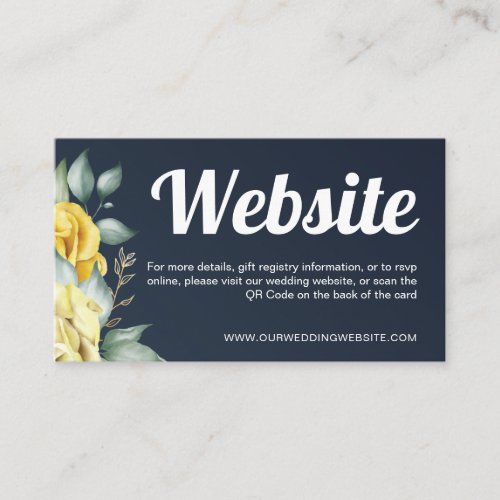 Website QR Code yellow watercolor modern navy blue Enclosure Card