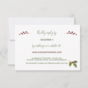 Website Red Poinsettia Christmas Wedding RSVP Card