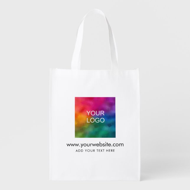 Website Url Custom Upload Business Logo Template Grocery Bag (Front)