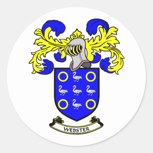WEBSTER Coat of Arms Classic Round Sticker
