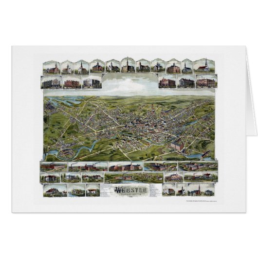 Webster, MA Panoramic Map - 1892 Cards (Front Horizontal)